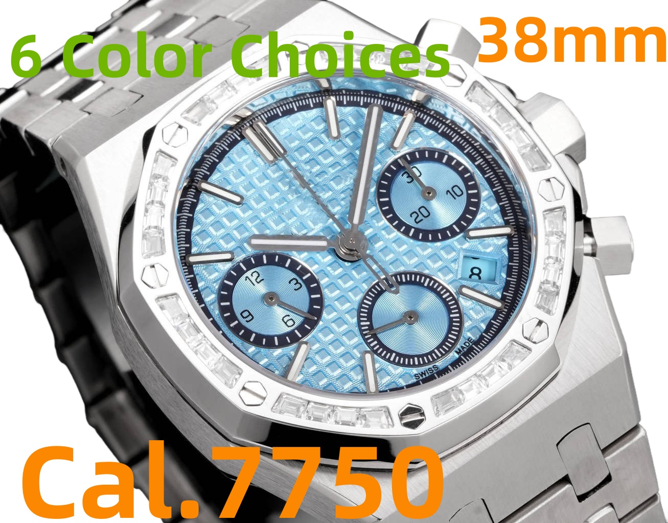 Luxury Diamond watch Designer Mens watches 5A Jewelry Wristwatch Gift 38mm 316L Steel Case 7750 Mechanical Chronograph Sapphire Crystal 100m Waterpr