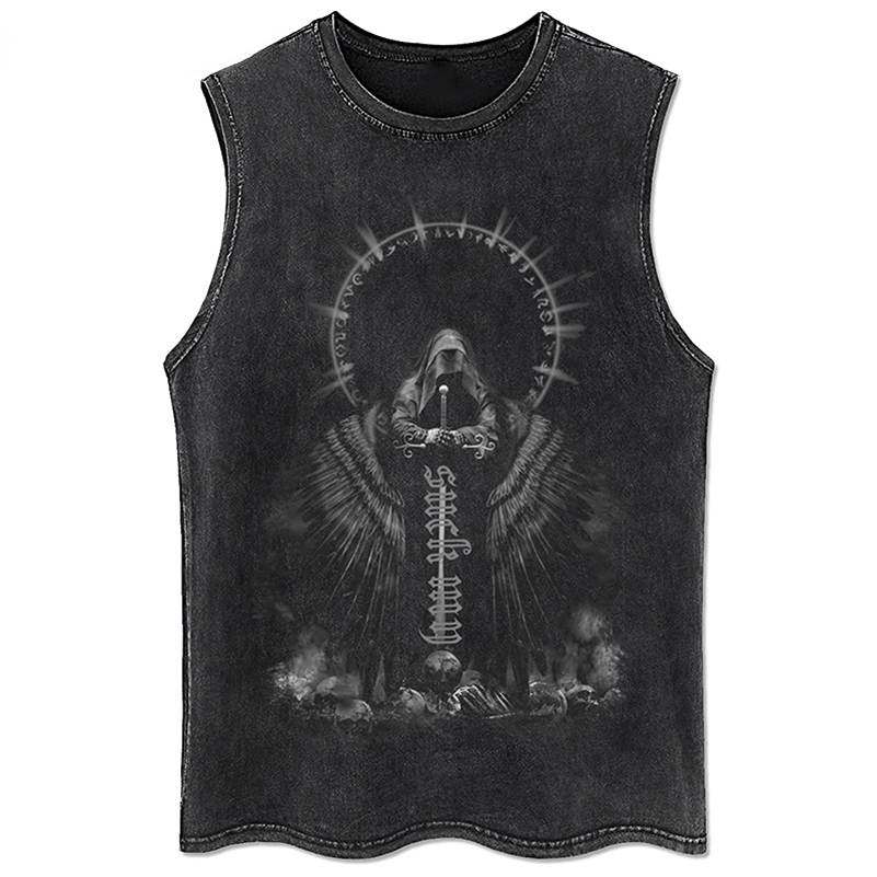 Y2K Tanks Tops for Men Women 100% Cotton Vintage Black Mens Clothing Hip Hop Punk Rock Sleeveless Tshirts Gothic Vests250827