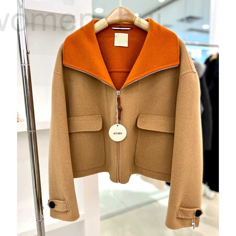 Women's Trench Coats designer H2023 Autumn/Winter New Two tone Cashmere Coat V4DD