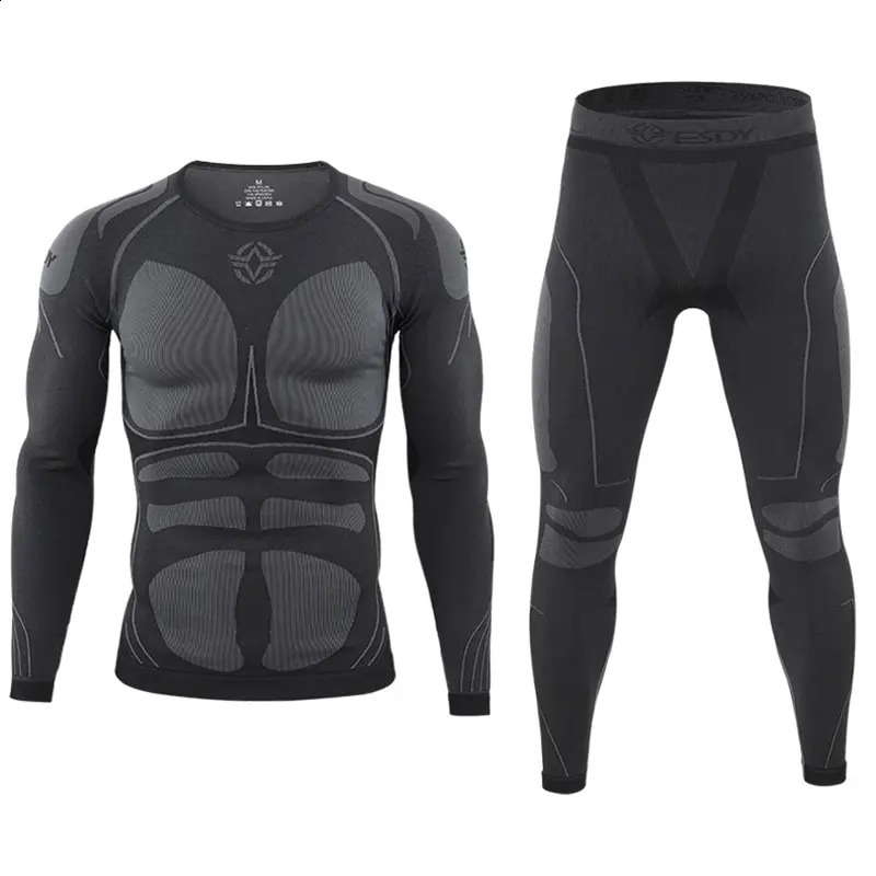 Men Sport Thermal Underwear Suits Outdoor Cycling Compression Sportswear Quick Dry Breathable Clothes Fitness Running Tracksuits250826