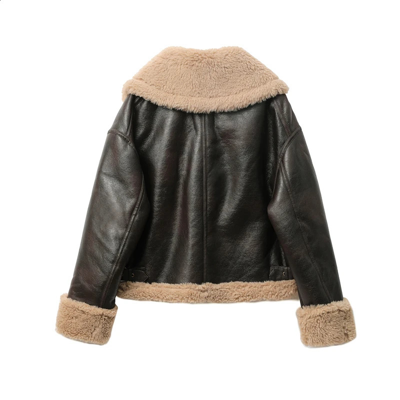 RARF Autumn winter famale thickened warm doublesided short jacket Womens brown coat 250826
