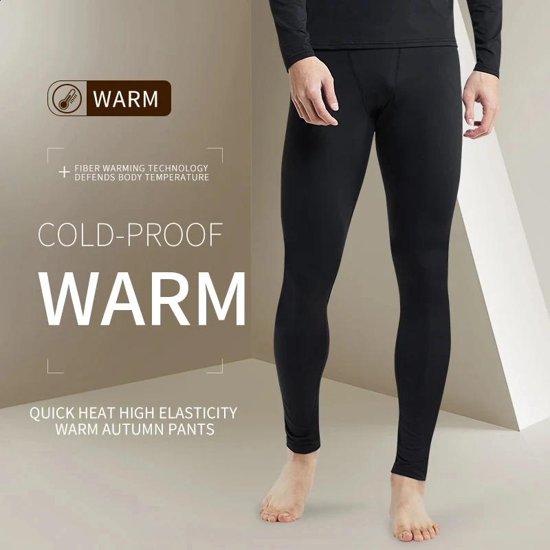 Mens Winter Thermal Underwear Fleece Compression Pants Stay Warm and Comfortable During Sports and Running Activities250826