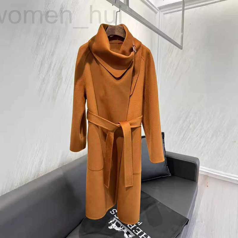 Women's Trench Coats designer 2024 Autumn Winter New Cashmere Coat Woolen Jacket Correct Version A6OM