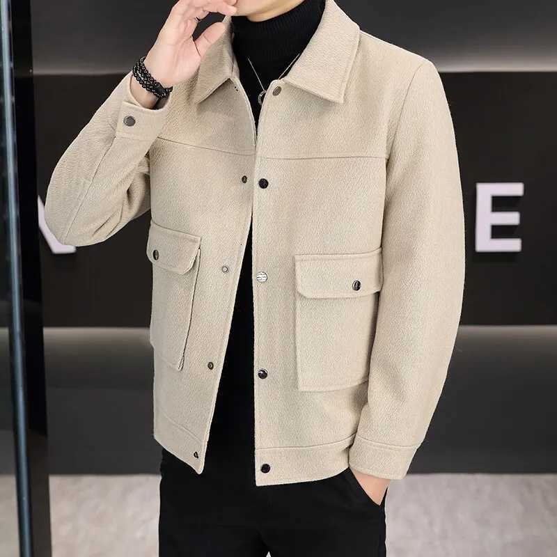 New Arrival Mens Solid Color Short Woolen Coats 2025 Autumn Winter Wool Fleece Jacket Outerwear Slim Fit Warm Plush Tops ClothingXJ250827
