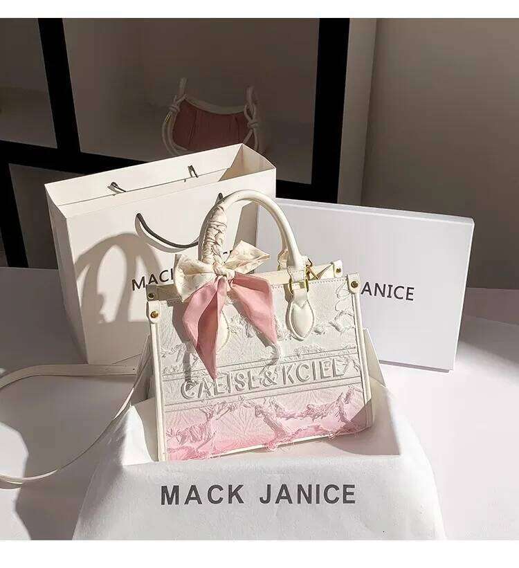Large Capacity Gradient Pink Color Denim Tassel Casual Tote Fashion Purse High Quality Women Handbag Shoulder Messenger Bag