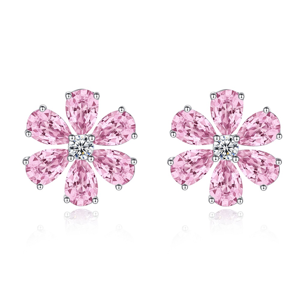 silver sun flower sunflower designer earrings stud for women luxury top grade pink blue white crystal earring earings ear rings jewelry gift