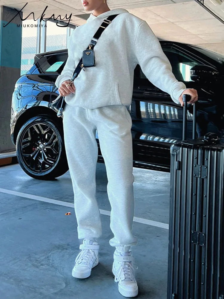 Cotton Sweatpants Sets For Women 2 Pieces Outfit Autumn Loose Hoodies And Pants Sports Suits Tracksuits Set Ladies 250826