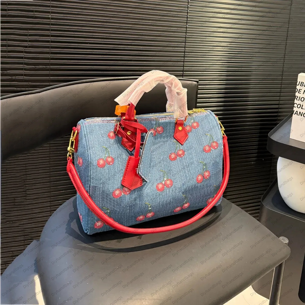 Designer Bags Women Canvas Handbags Cherry Boston Bags Large Pillow Luxury Denim Bag Girls Crossbody Shoulder Bag Fashion Women Totes Purses