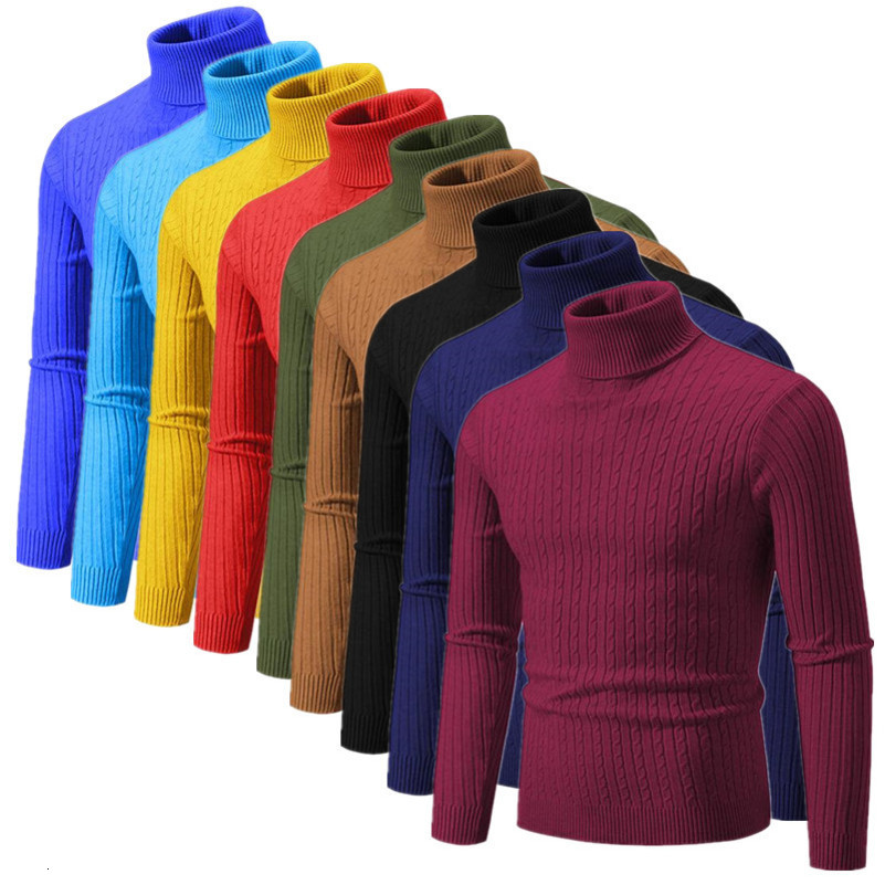 Men Solid Colour Turtleneck Sweater Black / White / Royal Blue Fashion Simple Male Casual Pullover Tops 250828