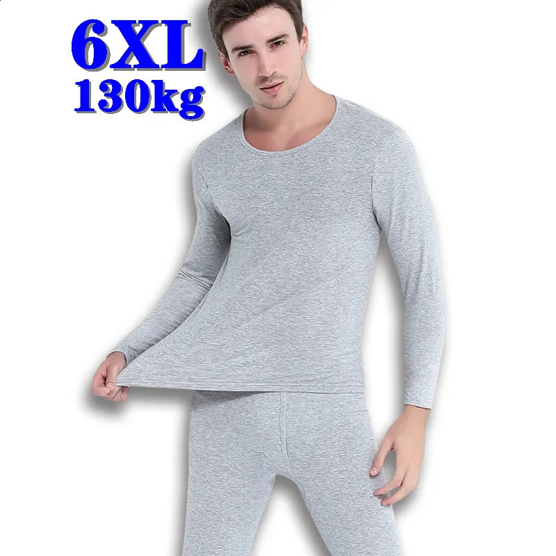 Long Underwear For Men Long Johns High Quality Cotton Oversized 5XL Thermal Underwear Winter Spring TShirts Pants 2 Pieces Sets 250827