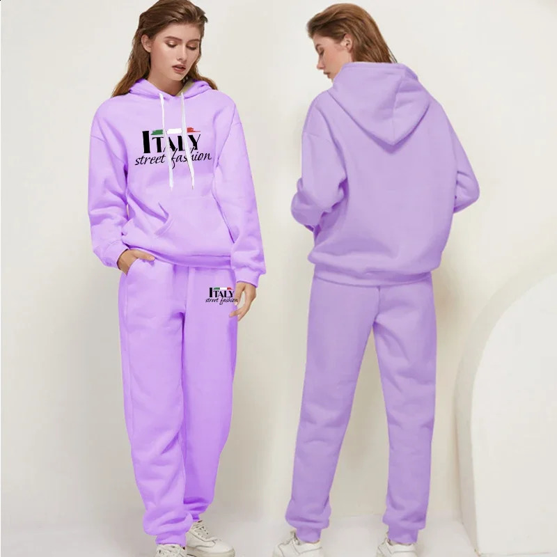 Womens Tracksuit Printing Casual Hooded Sweatshirt Suits Sports Jogging Pants Set Outdoors High Street Clothing s 250828