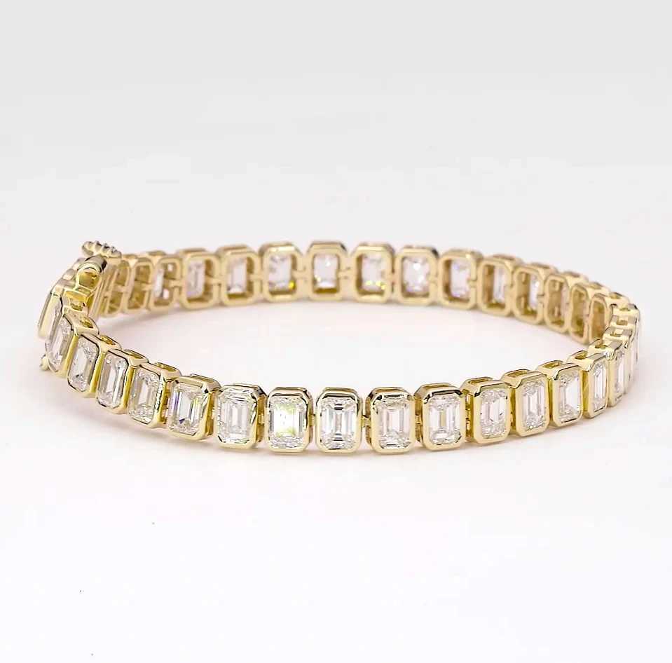 Geometric Bezel Rectangle Cubic Zirconia CZ Tennis Chain Bracelet Gold Color Elegance High Quality Women Jewelry W250828