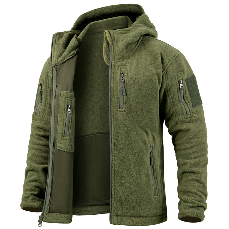 Mens Tactical Fleece Jacket Winter Warm Full Zip Military Hoodies MultiPockets Hiking Hunting Outdoor Coats 250827