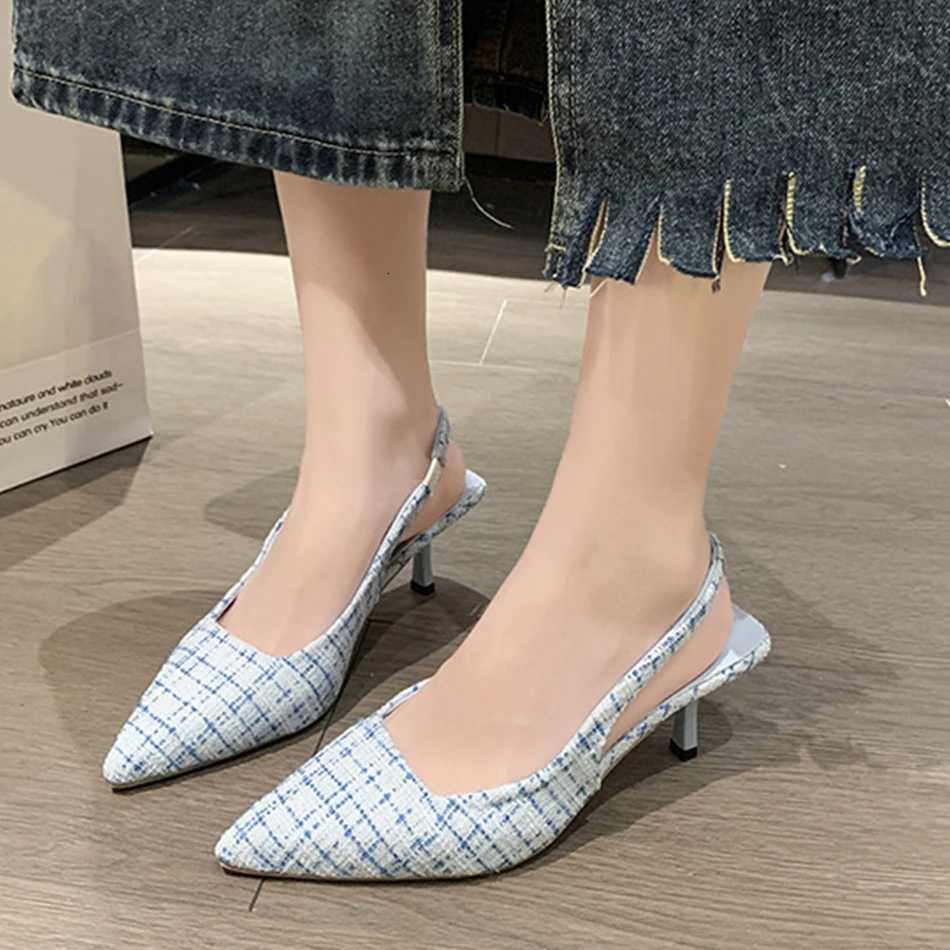 French highheeled toe sandals womens 2025 new summer slim heel pointed toe slipon single shoes W250828