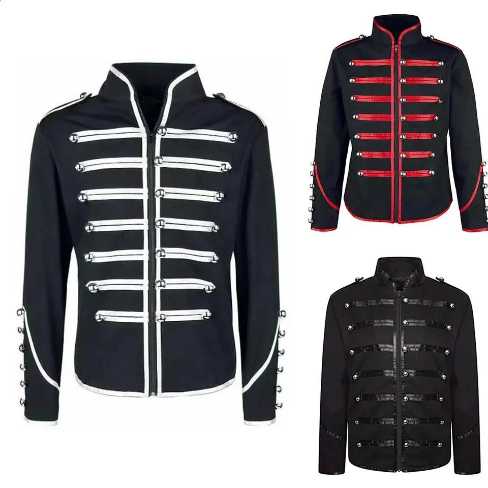 Men Retro Gothic Jacket Frock Coat Steampunk Victorian Morning Steampunk Top Stand Collar Long Sleeve Casual 250827