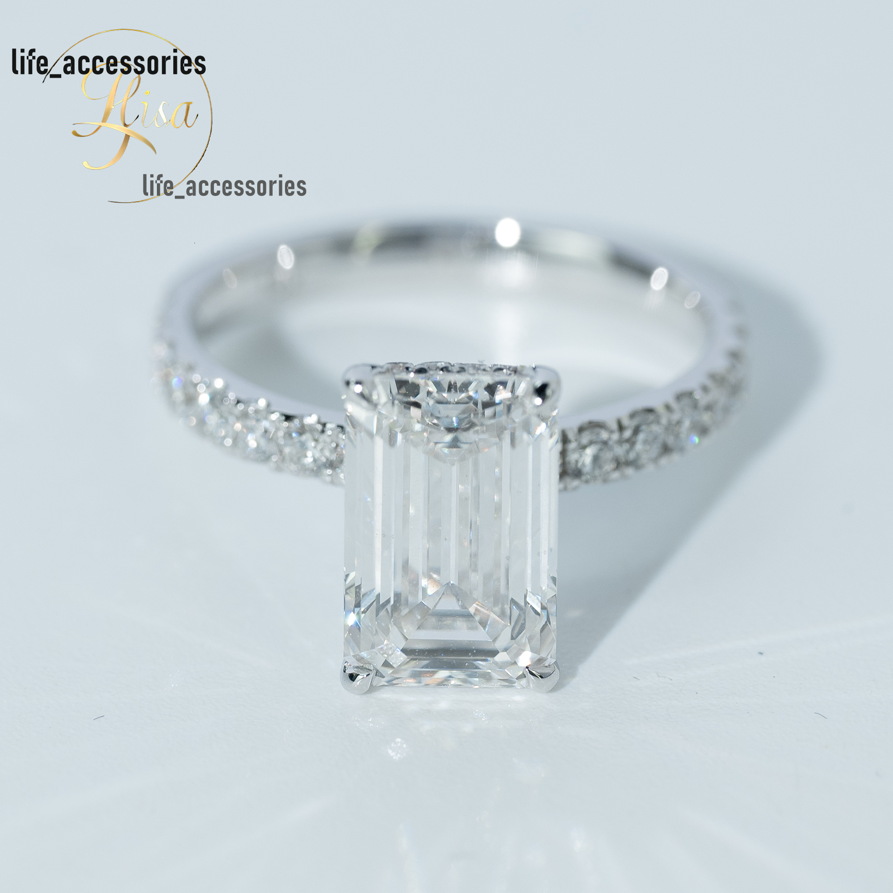GIA IGI Certified 1CT Emerald Cut Lab Made Diamond Engagement Ring 925 Sterling Silver Fine Jewelry