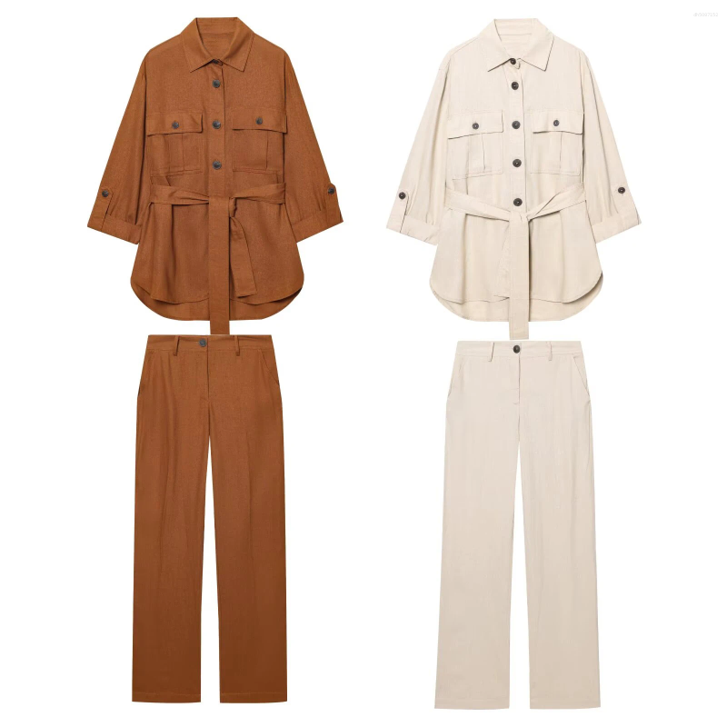 Women's Two Piece Pants UNIZERA Fashionable Hunting Outfit Shirt Straight Leg Temperament Summer