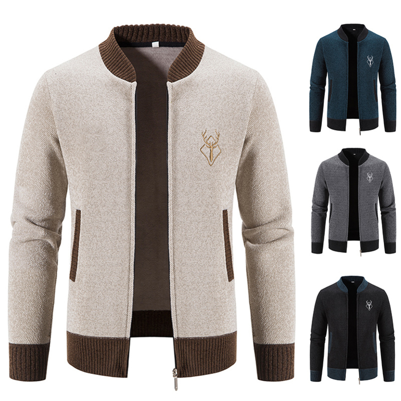 Autumn Winter Knit Sweater Jackets Mens Korean Baseball Jumper Cold Blouse Streetwear Y2K Sweatshirts Male Trench Coat 250827