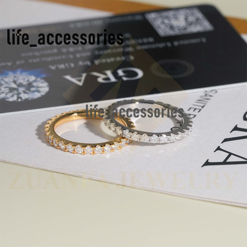 925 Silver Moissanite 2mm Band Wedding Ring Gold Plated Women Jewelry Cheap Price Wholesale Engagement Rings
