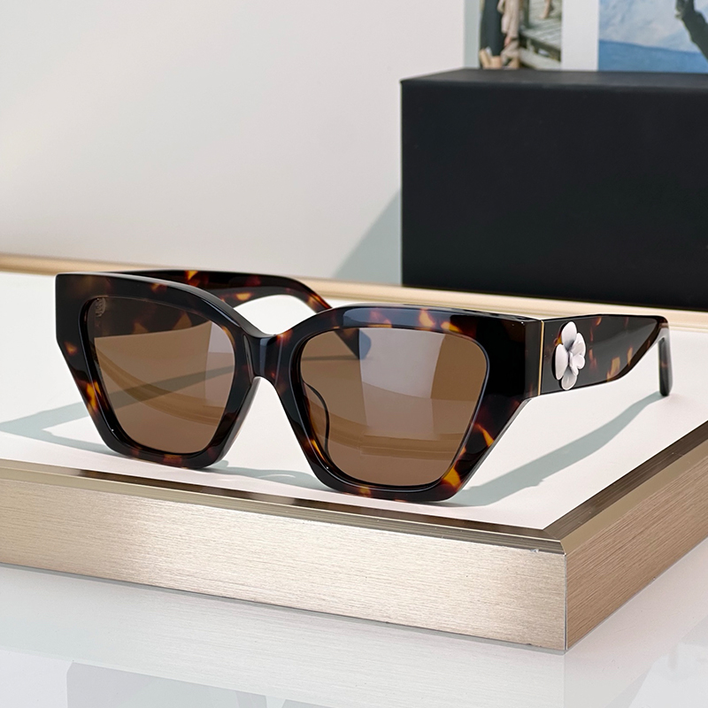 Designer sunglasses for women CH retro tortoiseshell acetate brown lenses ladies trendy street shooting sunglasses luxury brand leisure vacation sun
