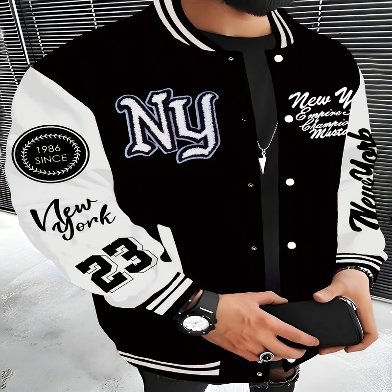 Spring and Autumn Mens Retro Fashion Jacket Angel Letter Pattern Casual Streetwear 250828