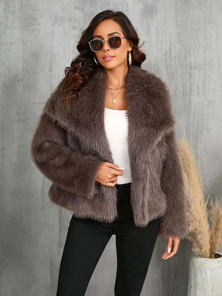 ZADORIN Fashion Oversized Turn Down Collar Fluffy Faux Fur Coat Women Vintage Faux Fur Jacket Coats Winter Clothes Women 2025250827