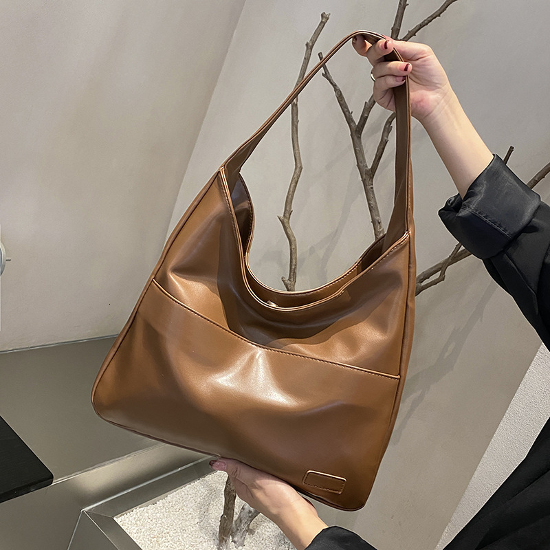 Soft PU Leather Tote Large Capacity Women's for Work Commute Can Hold Tablet Korean Style Simple Shoulder Bag