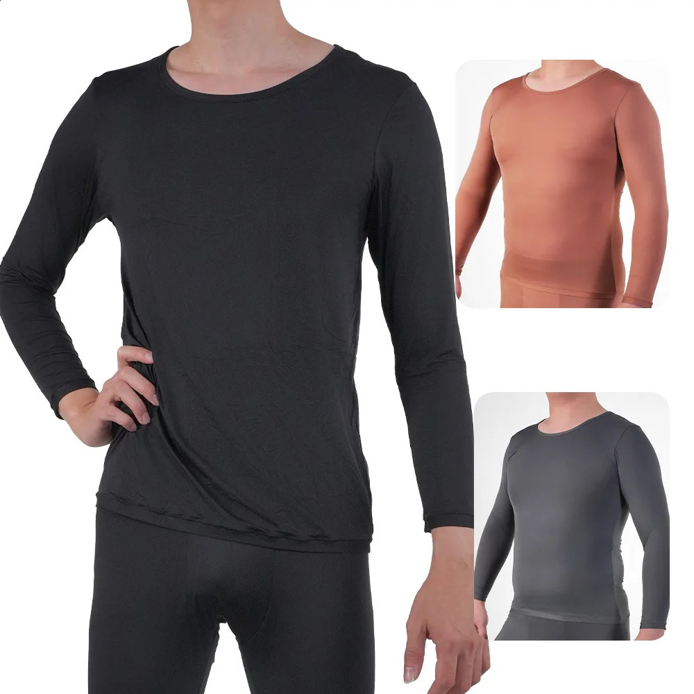 1pc Ultrathin Mens Thermal Underwear Seamless Plus Size Constant Temperature Long Sleeve High elasticity Bottom Tops 40100kg 250827