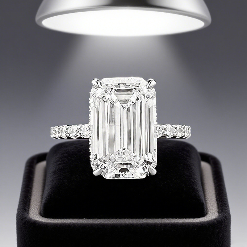Gorgeous Sparkling Luxury Jewelry Real 100% 925 Sterling Silver Emerald Baquette Lab Moissanite Diamond Party Eternity Women Wedding Engagement Band