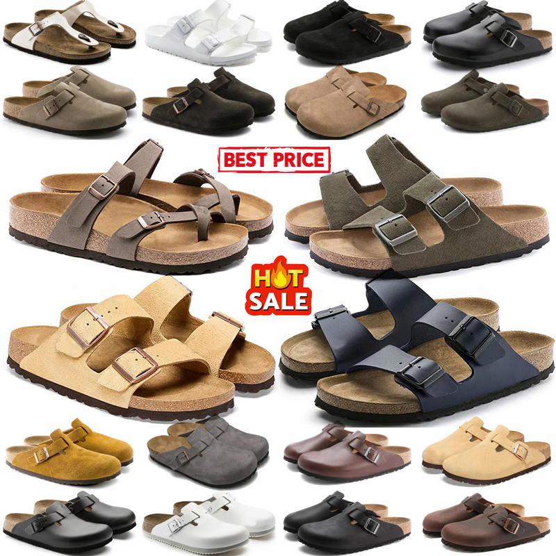 Free shipping Sandals Clogs Slippers Clog Taupe Suede Cork Flat Fashion Winter Summer Leather brown Slide Favourite Beach Sandals Casual Buckle Wome