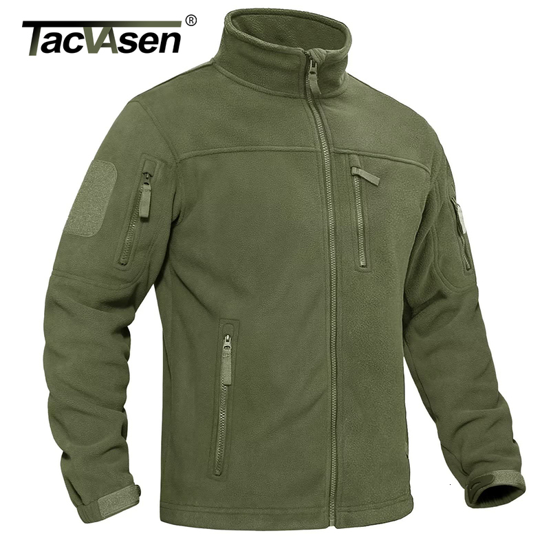 TACVASEN Mens Fleece Jacket Soft Warmth Windproof Full Zip Up Coat Multiple Zipper Pockets Hiking Working Outdoors Windbreaker 250827