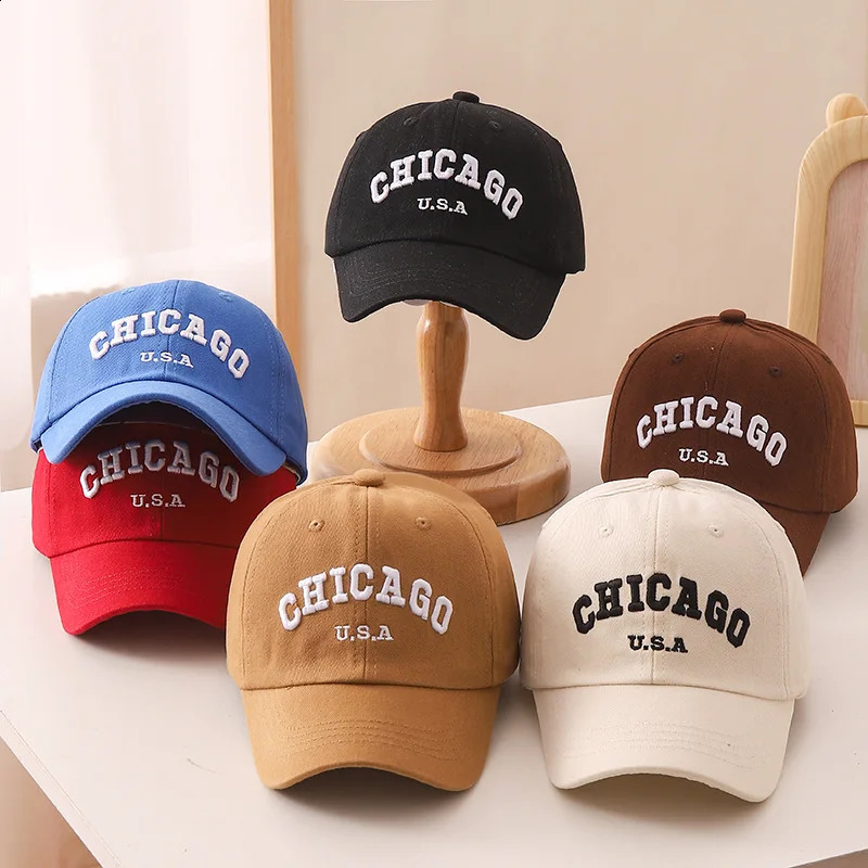 Solid Color Kids Baseball Cap Korean Letter Embroidered Children ed Caps For Boys Girls Summer Sun Hat250828