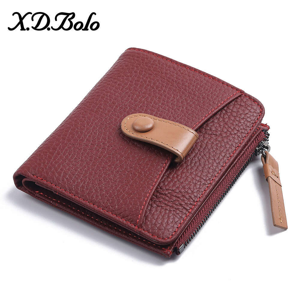 Genuine Leather Short Wallet for Women Fashion New Top Layer Cowhide Card Holder Zipper Ladies' Money Clip designer wallet B5