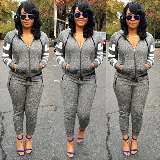 Women Clothes Sets Casual GreyTracksuits Two Piece Set Women Sport Suit Hoodies Plus Size Harajuku 250827