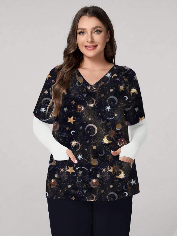 Hospital Nurse Uniform Print Scrub Top Cotton Dental Clinic Work Clothes Mens Scrubs Short Sleeved Jacket 250823