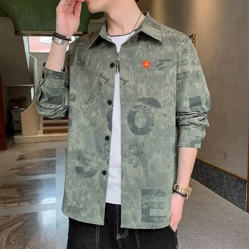 Male Shirts Camouflage Cargo Graphic Mens Shirt With Pocket Black Fashion 2024 Sale Original In Summer I 250828