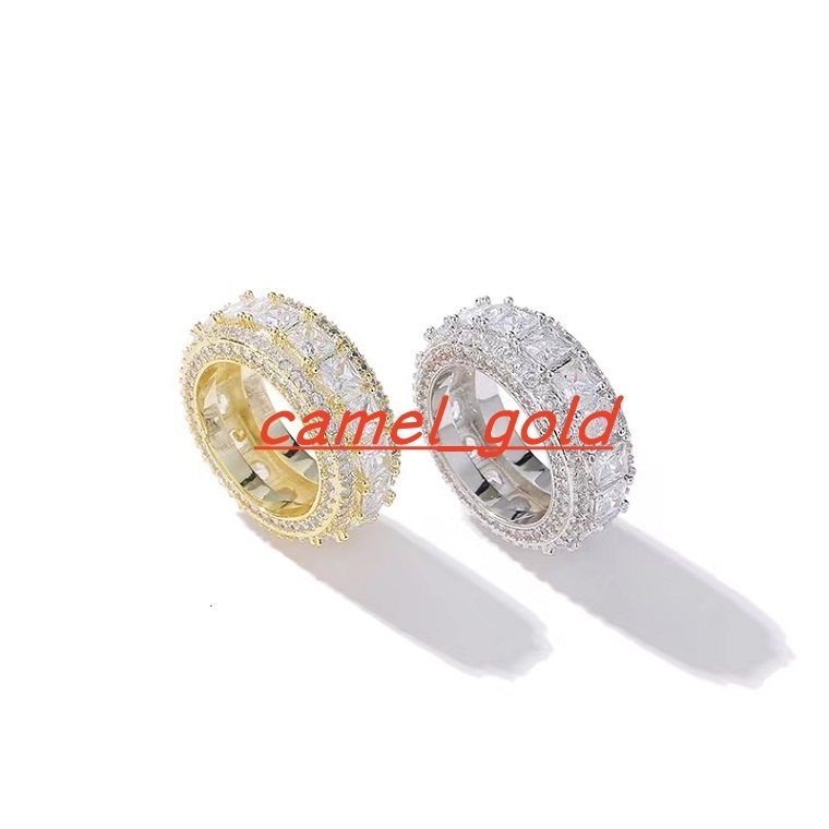 Custom Modern New Design Male Jewelry Princess Cut Moissanite Plated Solid Gold ICED OUT Cuban Rings