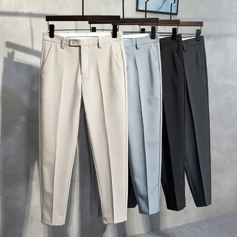 Business Social Tailoring Man Suits Pants Slim Fit Office Tressed Work Korean Style Clothes Trousers for Men Spring Formal 250828