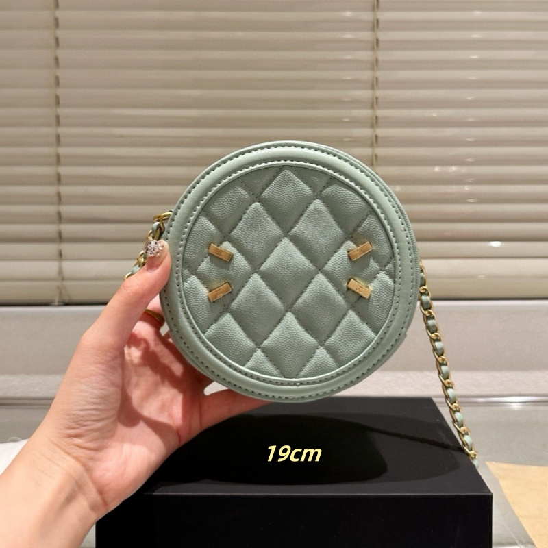 designer vanity cases luxury round makeup bag caviar leather crossbody bag letter chain Bag cosmetic bags pouch box bag shoulder 17/19cm caviar cowh