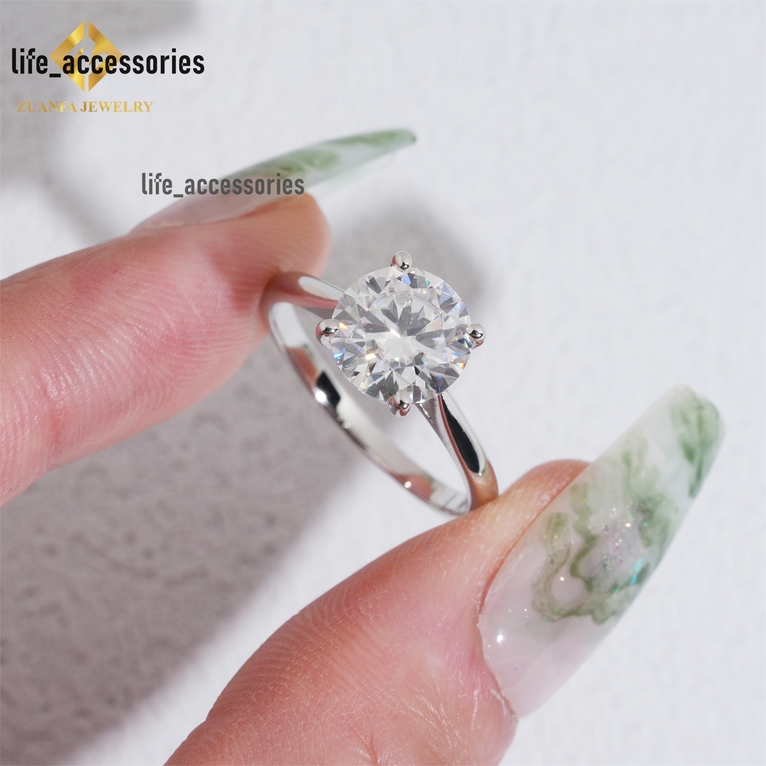 Gold Plated Jewelry Ring Iced Out VVS Moissanite Diamond Engagement 4Prongs 3ct Ring for Women 925 Silver Anniversary Wedding