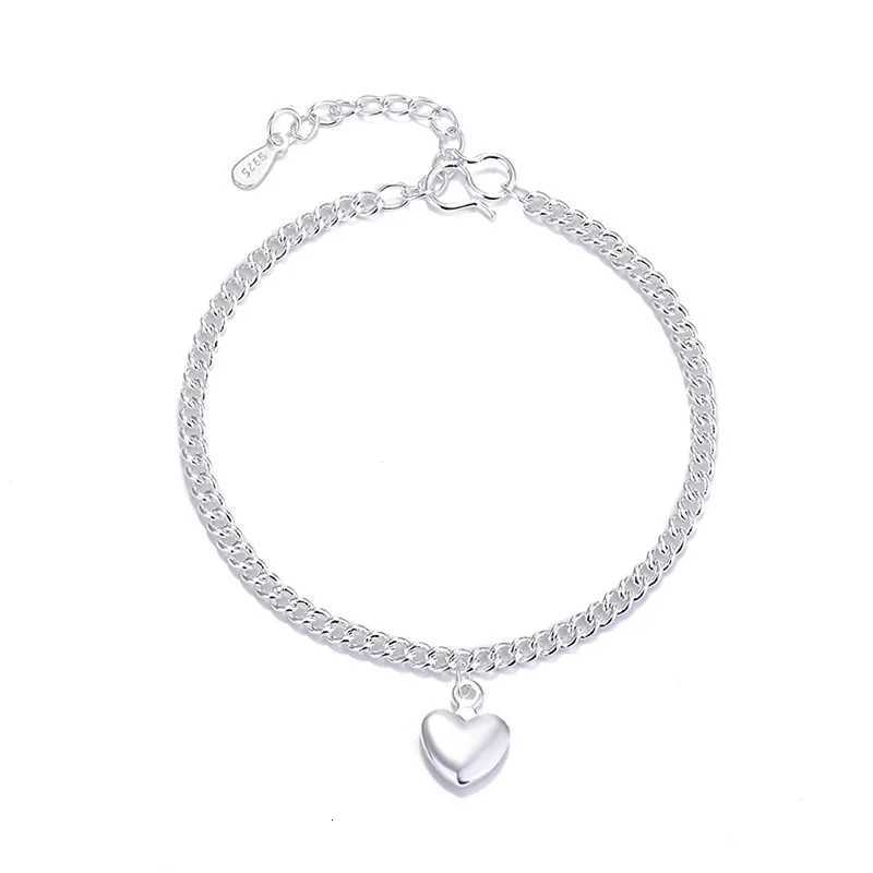 Sterling Silver Color Bracelets for Women Classic Heart Charm Hand Chain Link Original Fashion Jewelry With Stamp W250828