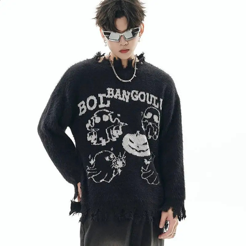 Pumpkin Halloween Atmosphere Couple Knitted Sweater Womens Jacquard Sweater Loose Versatile Long Sleeved Pullover Sweatshirt 250828
