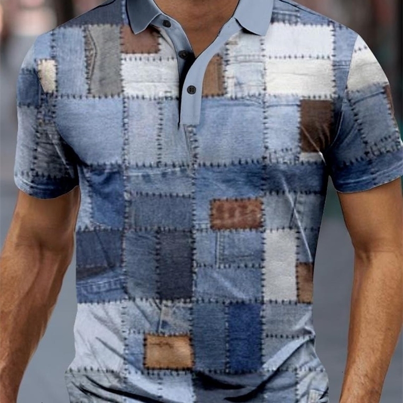 Plaid Mens Sportswear 3D Printed Polo Shirt Summer Casual Formal Streetwear Short Sleeve Lapel yy250827