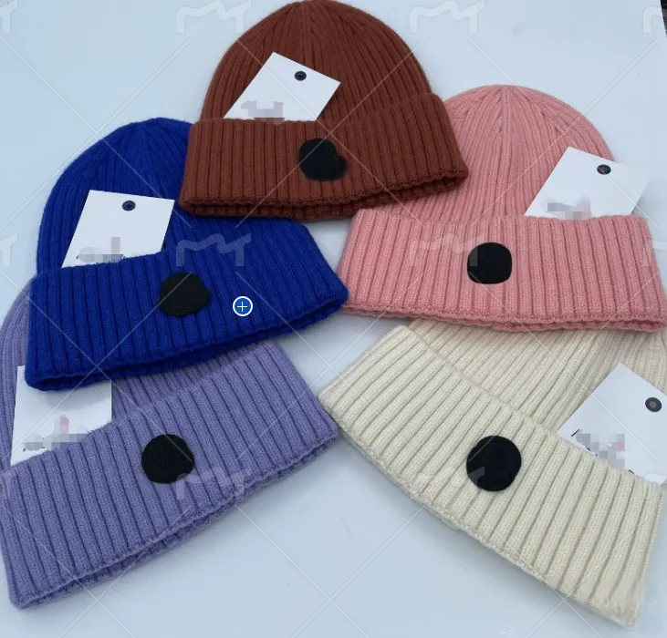 Designer wool hat beanie hat autumn and winter warm hat luxury high quality cashmere hat Winter knitted beanie designer cap badge pattern needlework