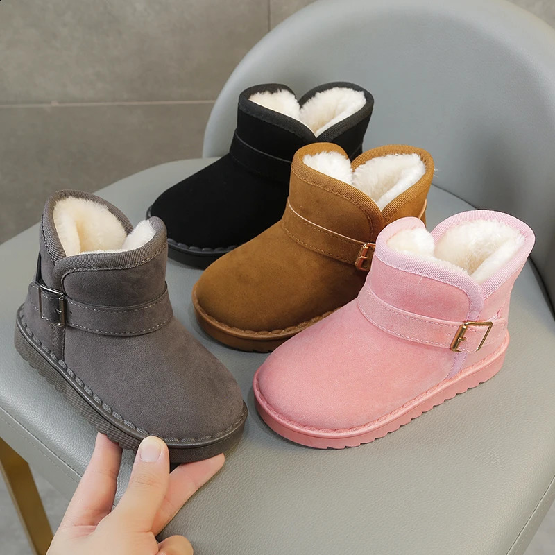 Boys Thermal Boots Kids Versatile Casual Buckle Nonslip Children Fashion Simple Nonslip Girls Snow Boots Cotton Winter Autumn250828