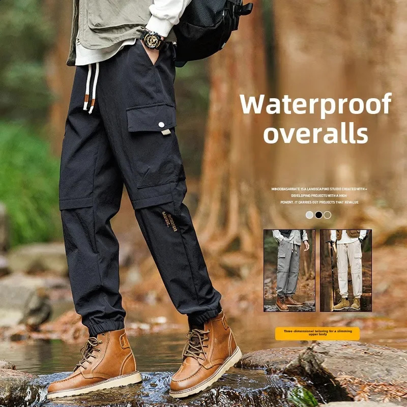 Waterproof American Overalls Mens Summer Trendy Loose MultiPocket Ankle Banded Paratrooper Sports Casual Pants 250827