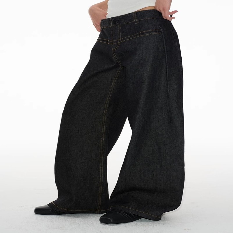 Vintage Baggy Low Waist Jeans Women Y2K Wide Leg Pants Oversized Harajuku White Lace Straight 250828