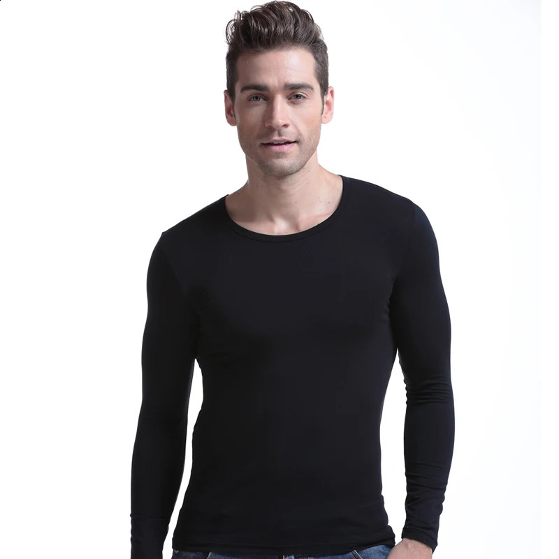 Autumn and winter tight thin thermal underwear Modal mens round neck long sleeve autumn coat single breathable base coat 250827