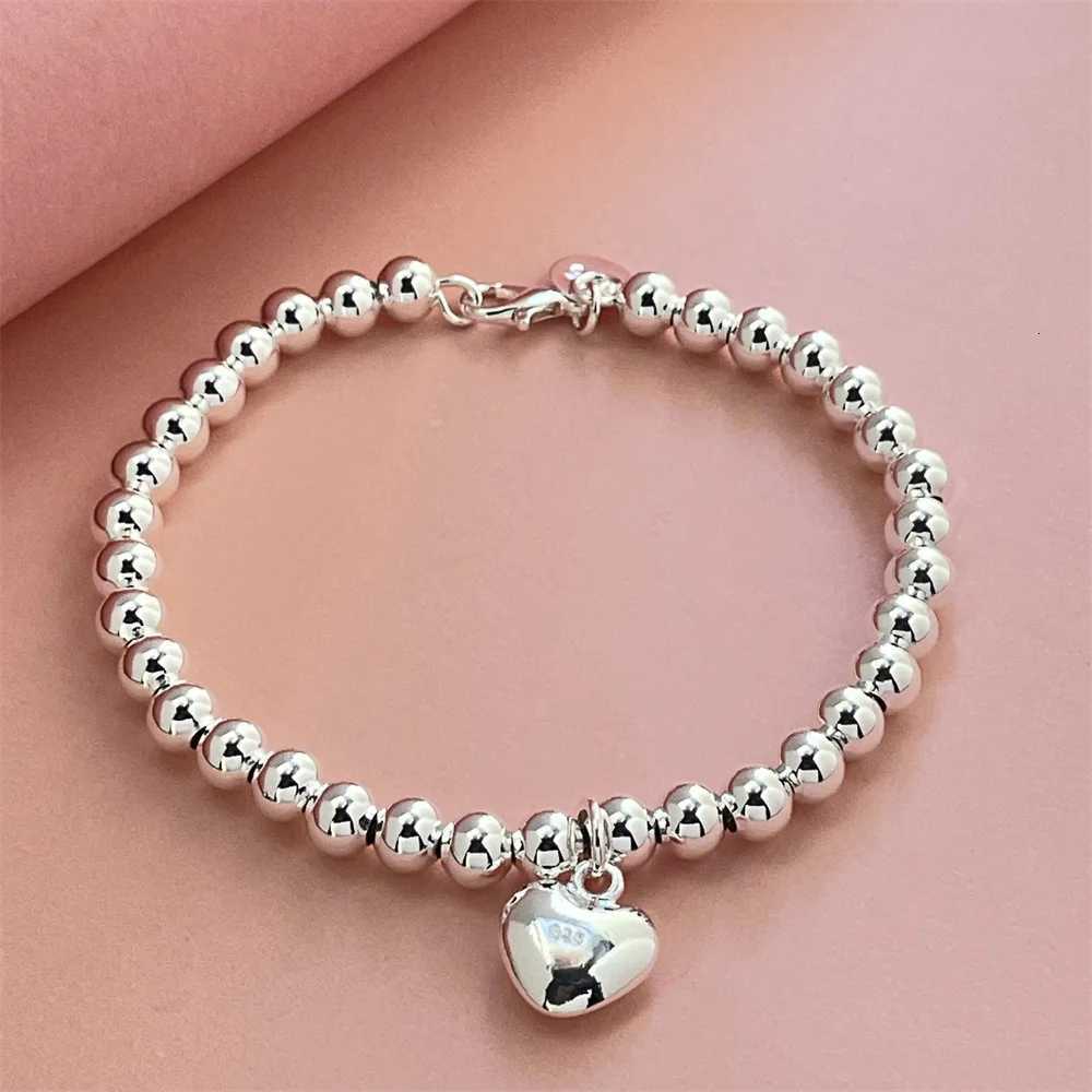 925 Sterling Silver Bracelet Exquisite Heart Shaped Buddha Beads Women Fashion Wedding Party Gift Jewelry W250828