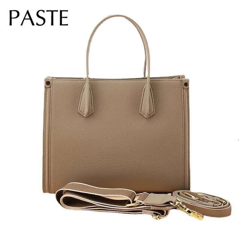 New Winter Stylish Lake Green Kakhi Big Tote 100% Togo Cow Leather Women's Shoulder Bag High-End Office Commuter Ladies Handbag 20250805